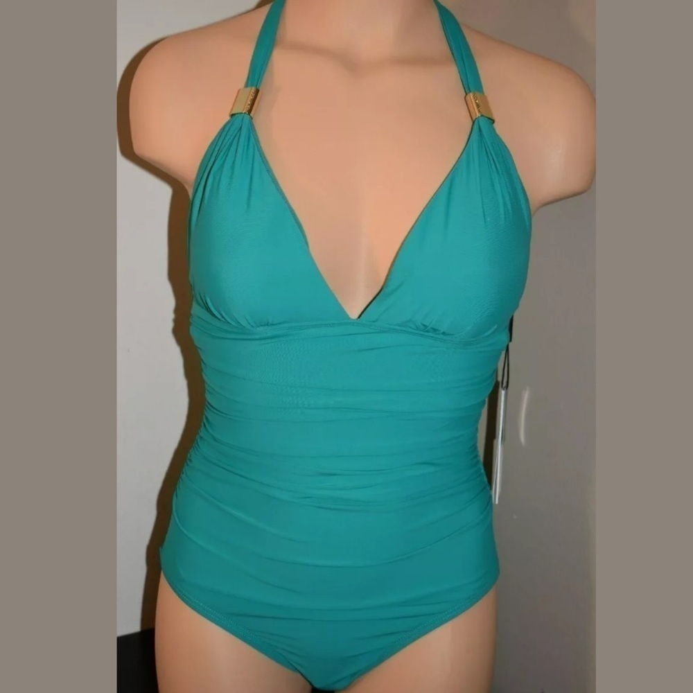 CALVIN Klein Halter One Piece Swimsuit - Picture 2 of 5